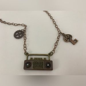 Bronze steampunk boombox necklace